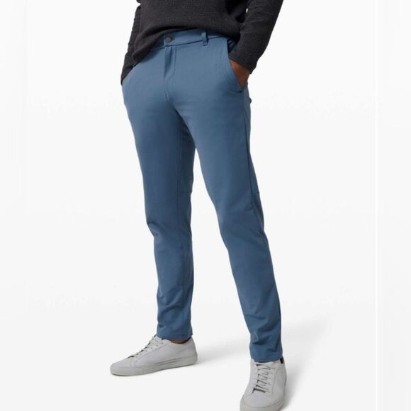 Lululemon Men's Commission Pants Classic Iron Blue Warpstream 35 Office Workwear - Picture 1 of 8